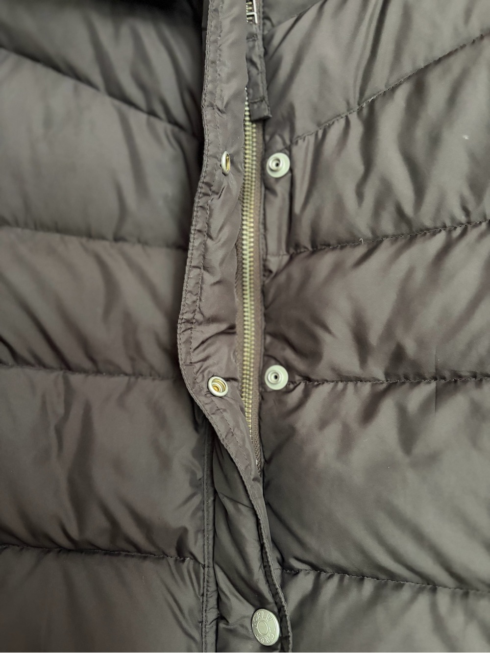VTG Y2K J Crew Choc Brown Goose Down Puffer Vest Sm Preppy Neutral Gorpcore EUC - Picture 4 of 6